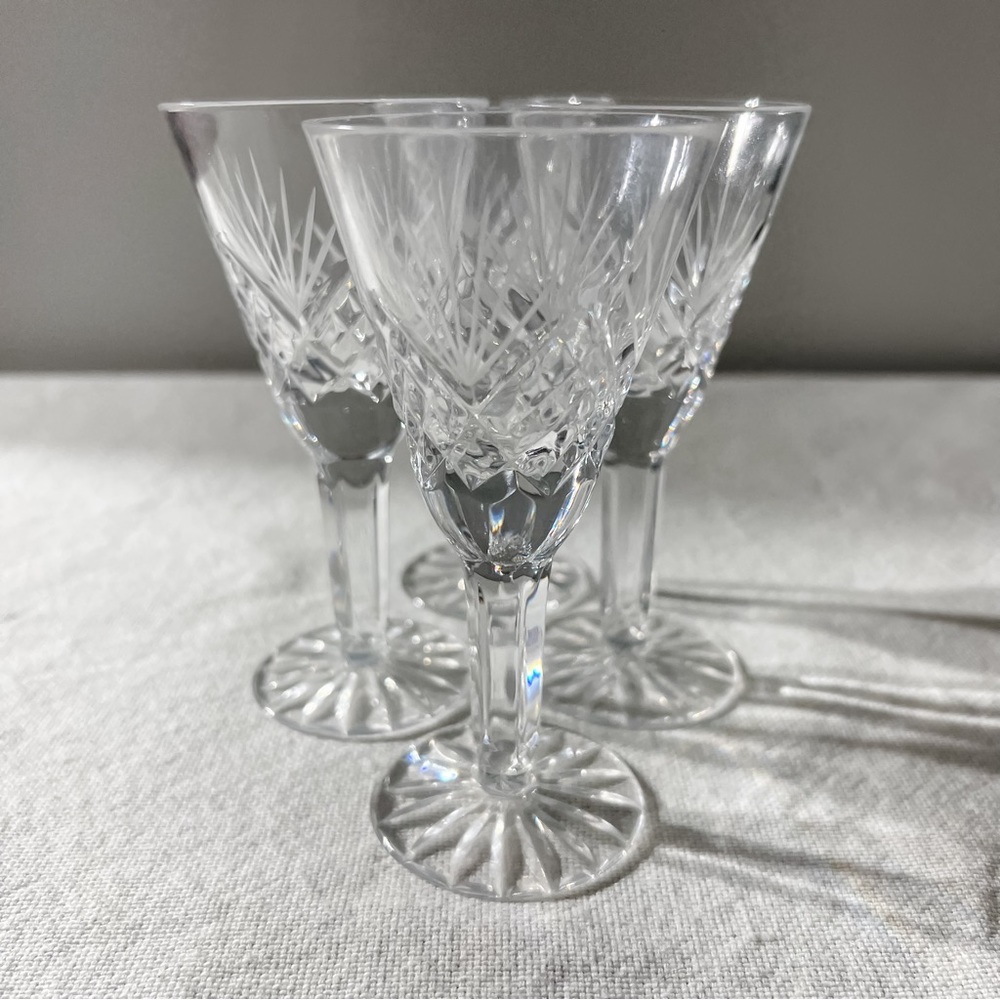 Vintage Etched Crystal Cordial Glasses Set of 4